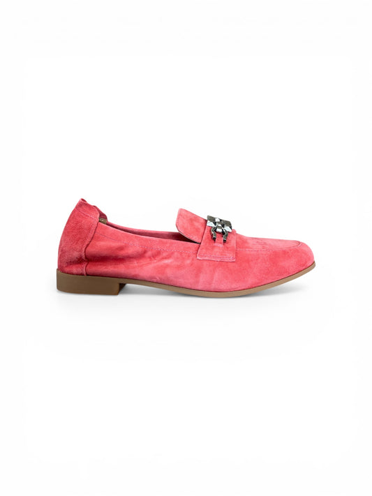 Adige raspberry pink suede loafers