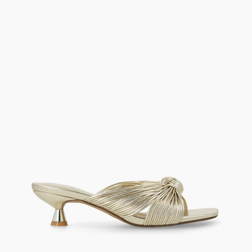 Lodi gold kitten heel mules