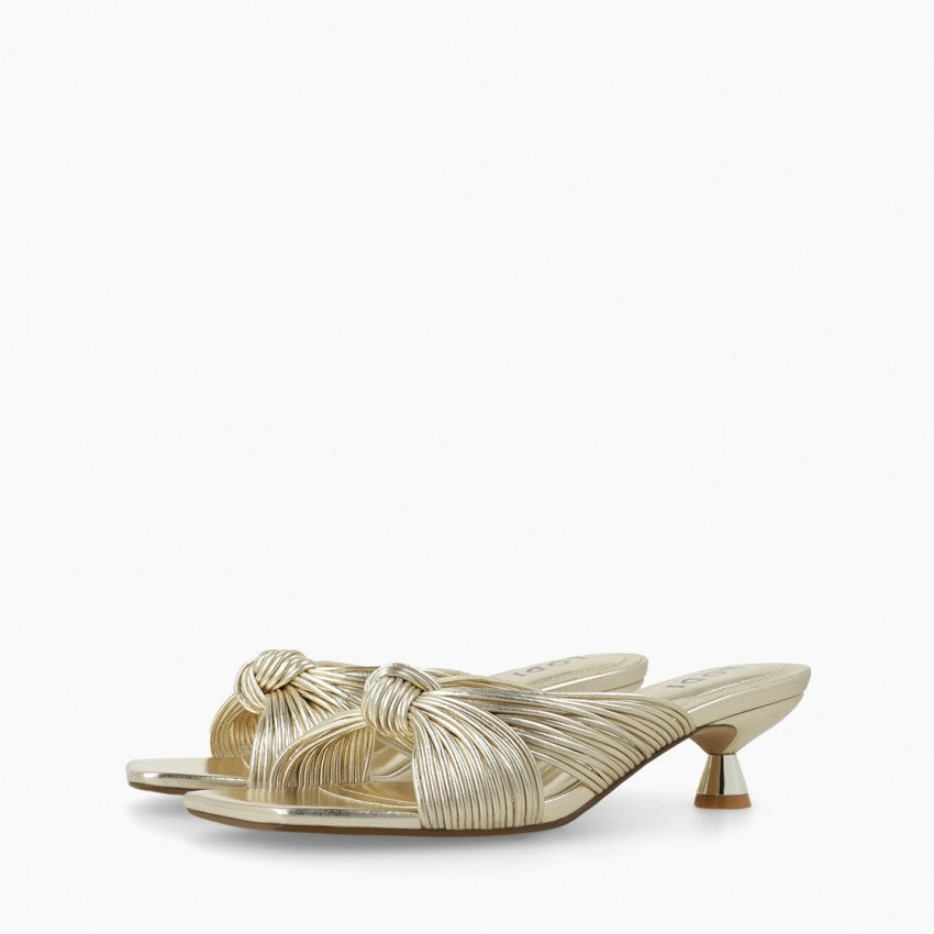 Lodi gold kitten heel mules