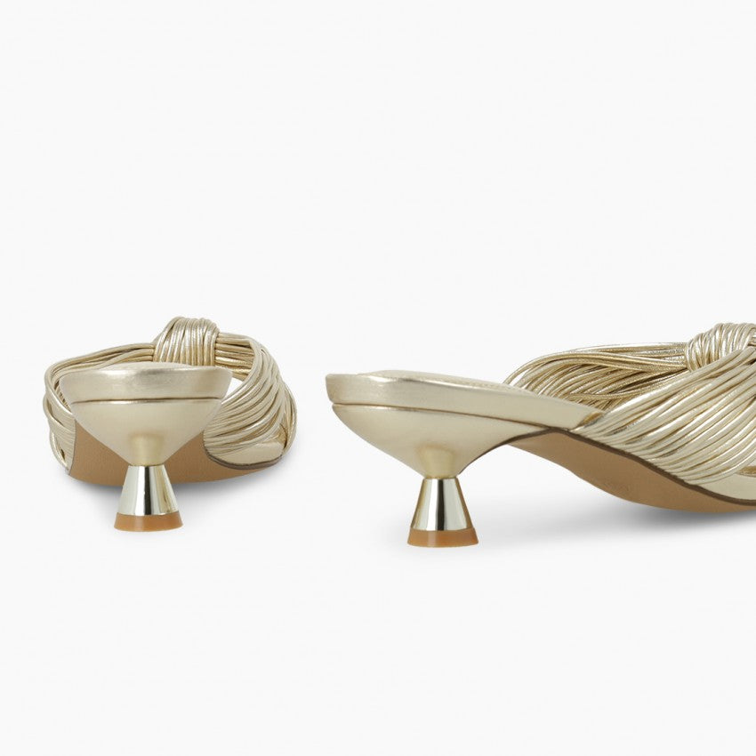 Lodi gold kitten heel mules