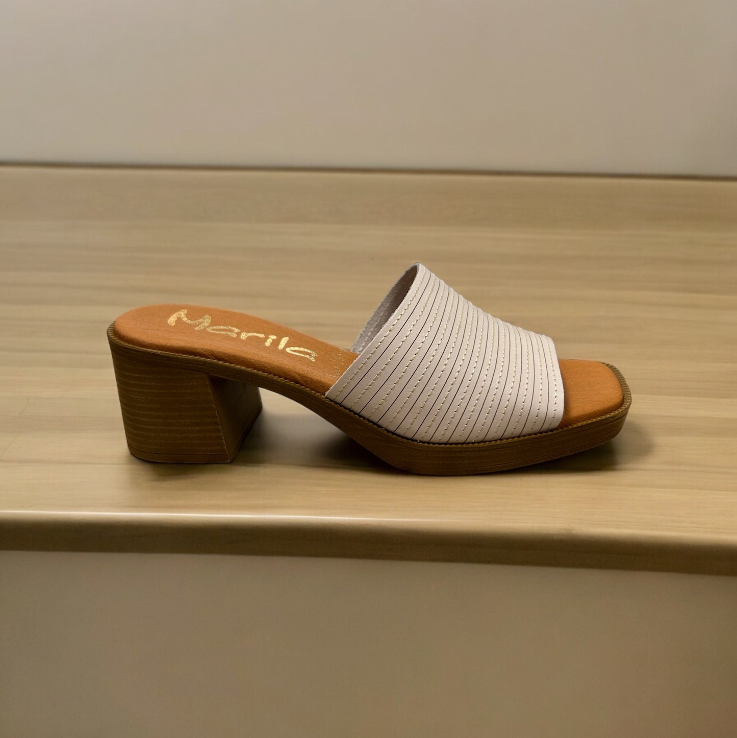Marila white leather mules with stitch detail