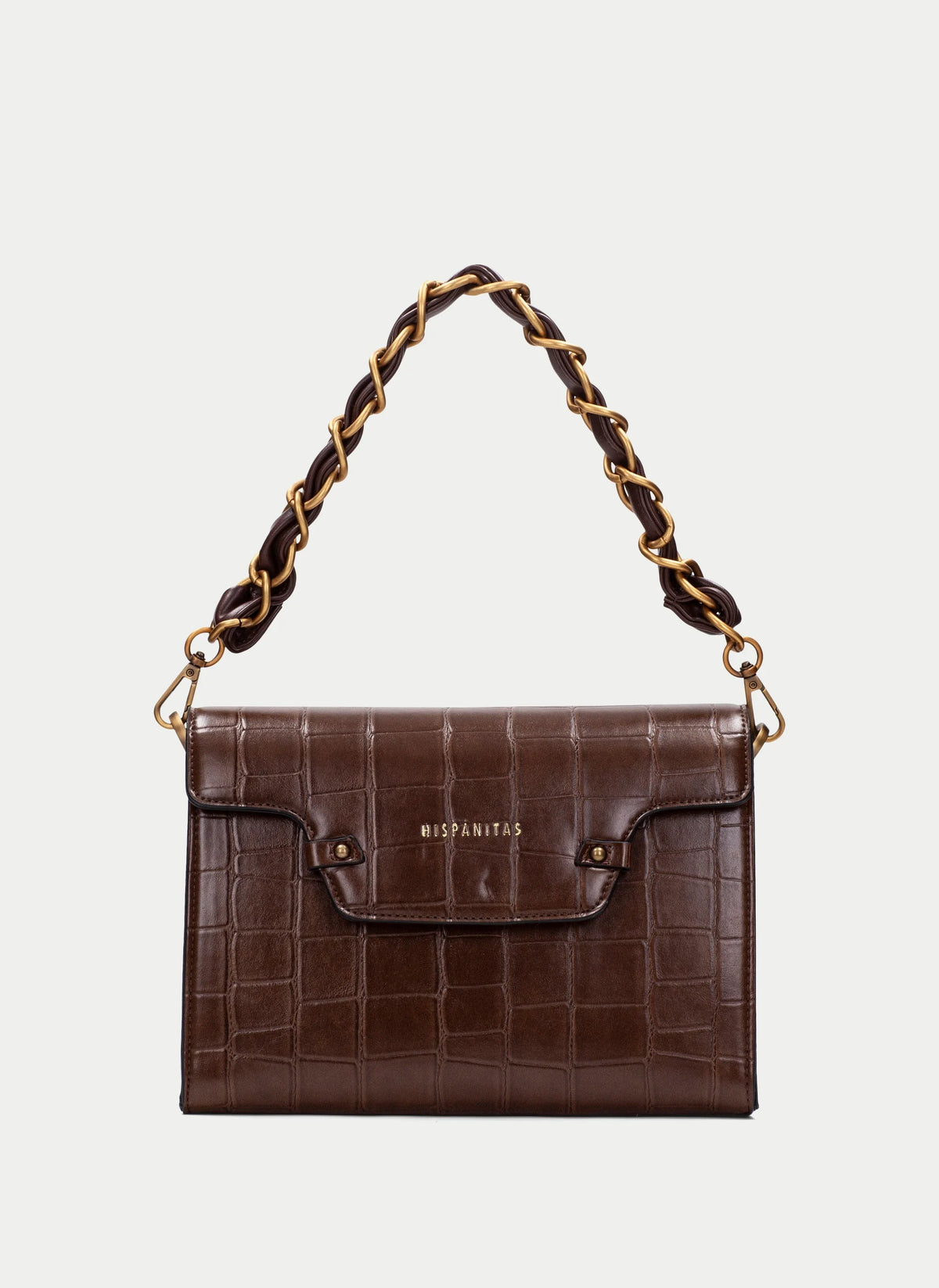 Hispanitas chocolate croc effect handbag