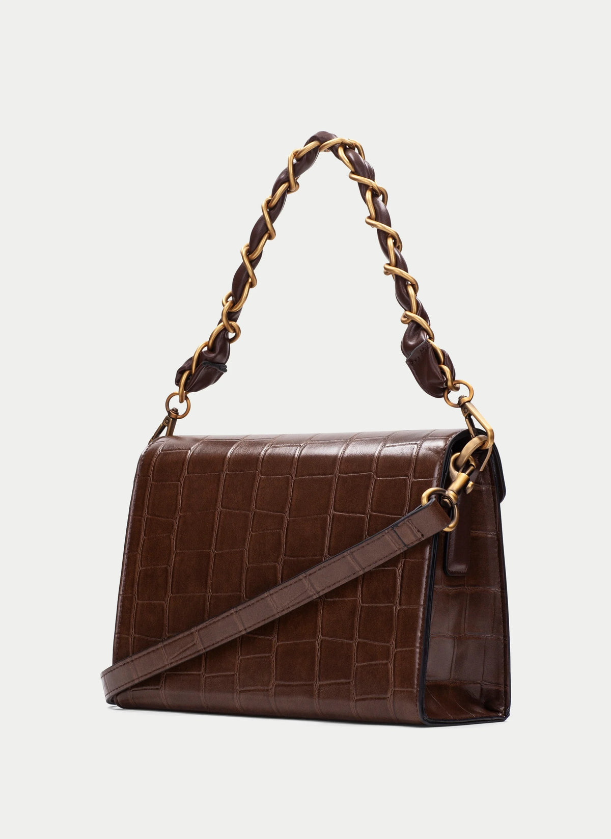 Hispanitas chocolate croc effect handbag