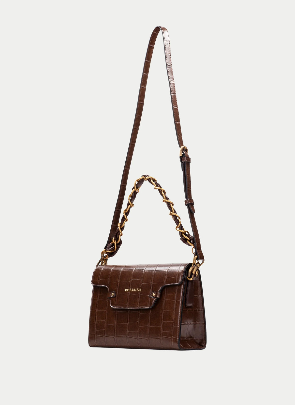 Hispanitas chocolate croc effect handbag
