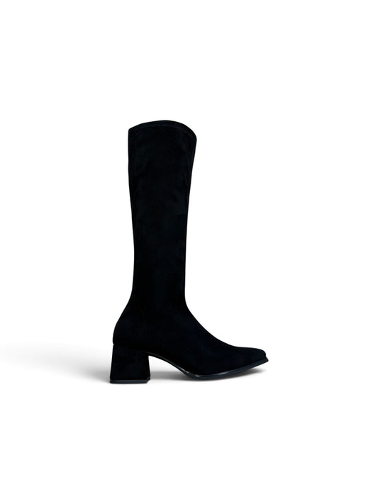 Miss Elastic black suede knee high  boots M2