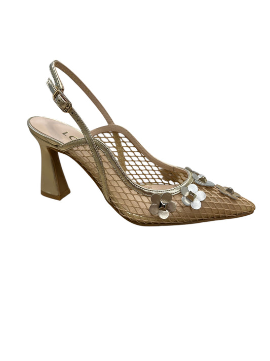 Lodi gold and silver floral sling backs