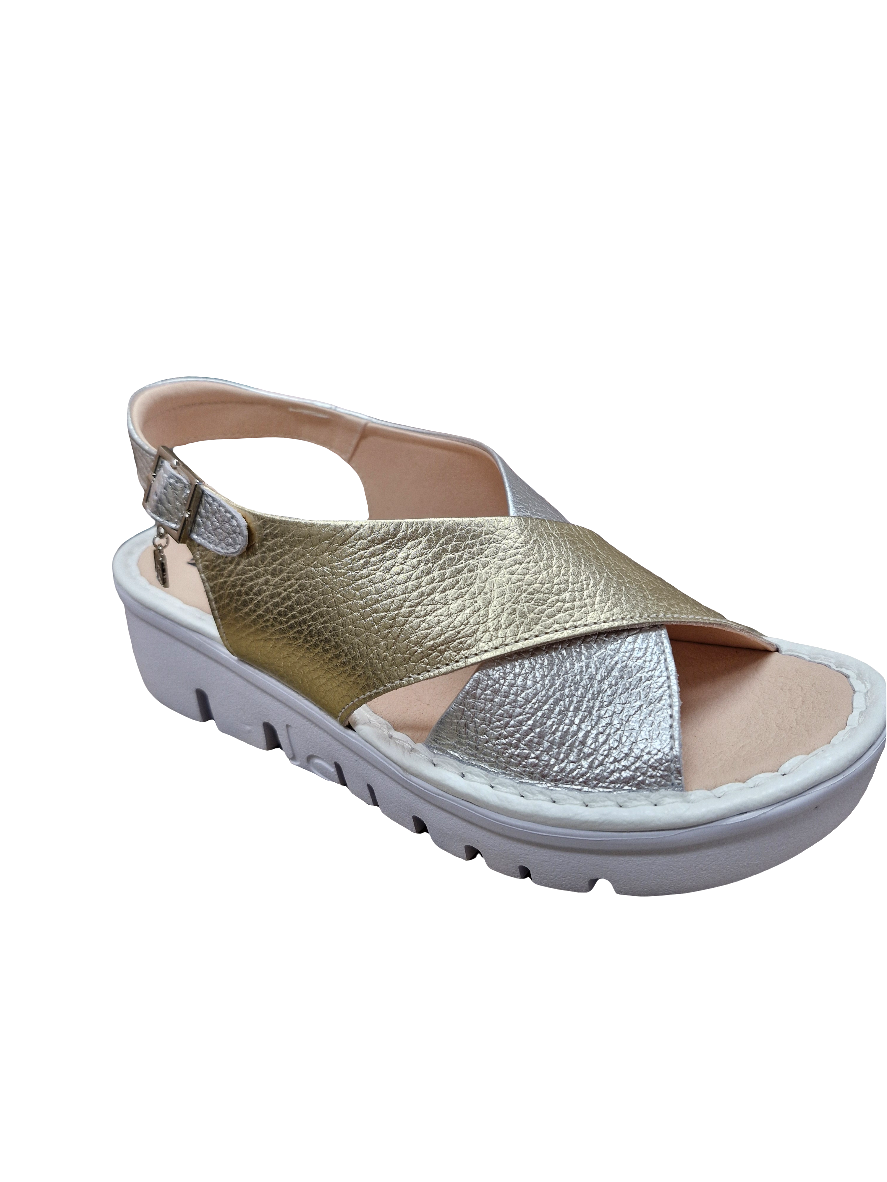 Jose Saenz gold & silver wedge sandal