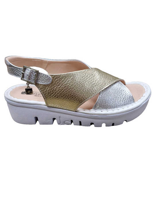 Jose Saenz gold & silver wedge sandal