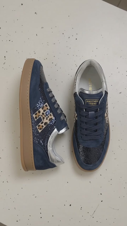 ANOTHER TREND navy metallic sneaker