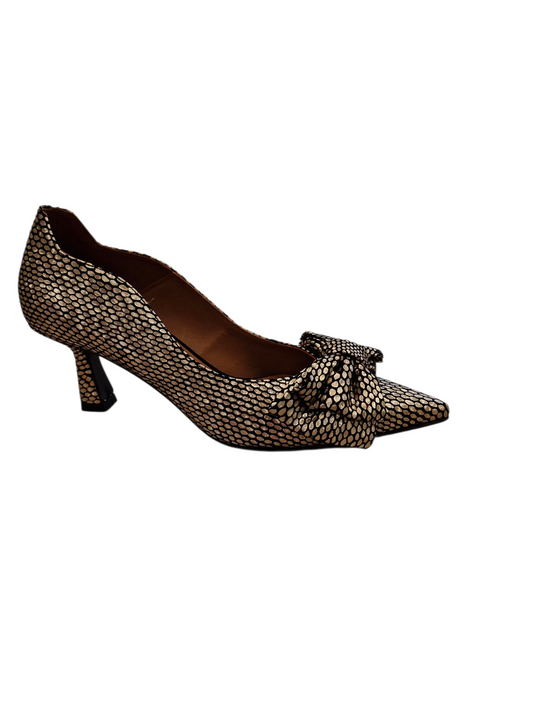 Marian gold & black flared heel