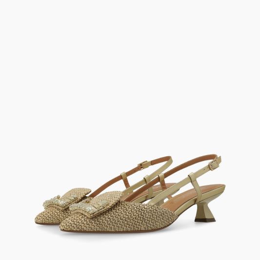 Lodi biscuit raffia slingback