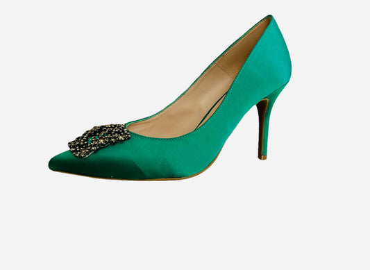 Marian green satin court heel - Melissakshoes