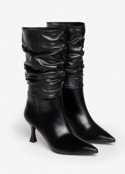 NeroGiardini black leather scrunchy boot - Melissakshoes