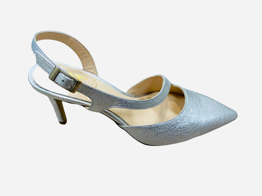 Marian silver leather pointed pump - Melissakshoes
