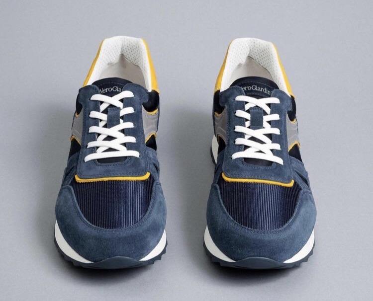 Men’s navy and yellow sneaker - ...melissa k...