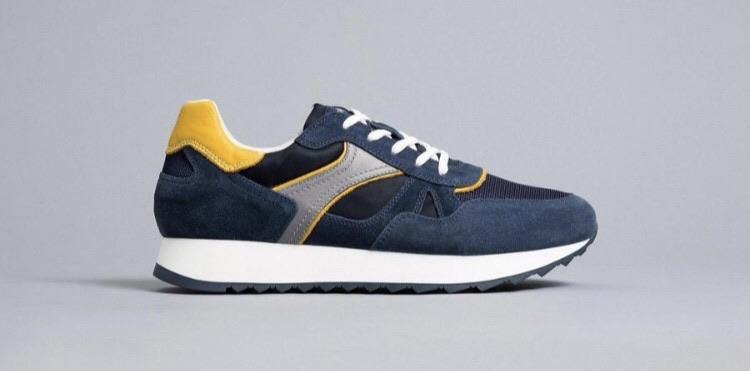 Men’s navy and yellow sneaker - ...melissa k...