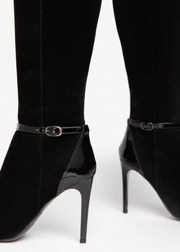 NeroGiardini black suede knee boot - Melissakshoes
