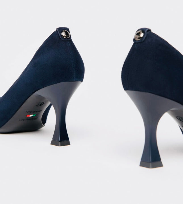 NeroGiardini navy suede court shoe - Melissakshoes