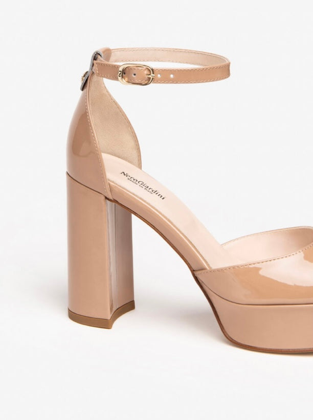 NeroGiardini nude patent platform shoe - Melissakshoes