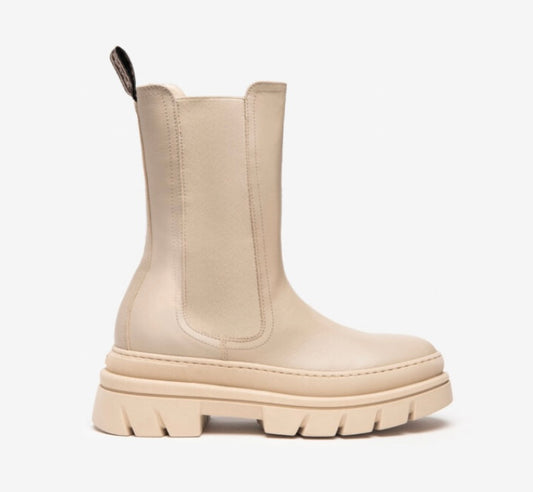 NeroGiardini beige leather hightop Chelsea boots - Melissakshoes